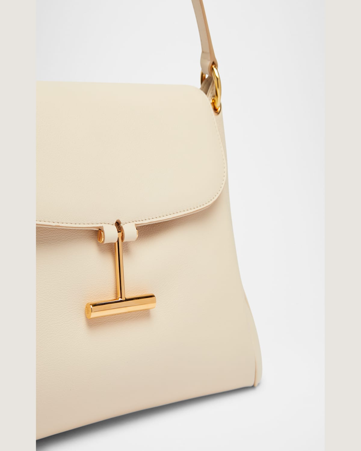 Tom Ford Tara Flap Shoulder Bag In Grain Leather In Cream