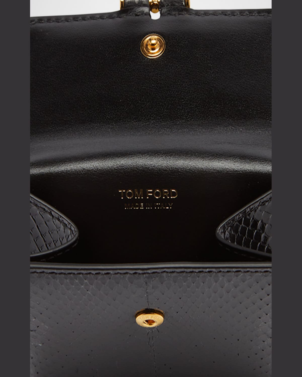 Tom Ford Black Grain Leather Tara Compact Wallet In Black