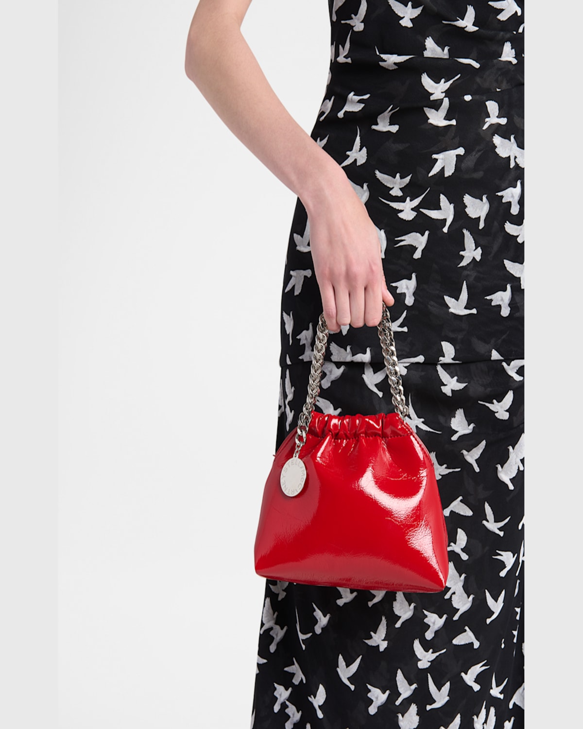 Stella Mccartney Falabella Mini Patent Tote Bag In Red
