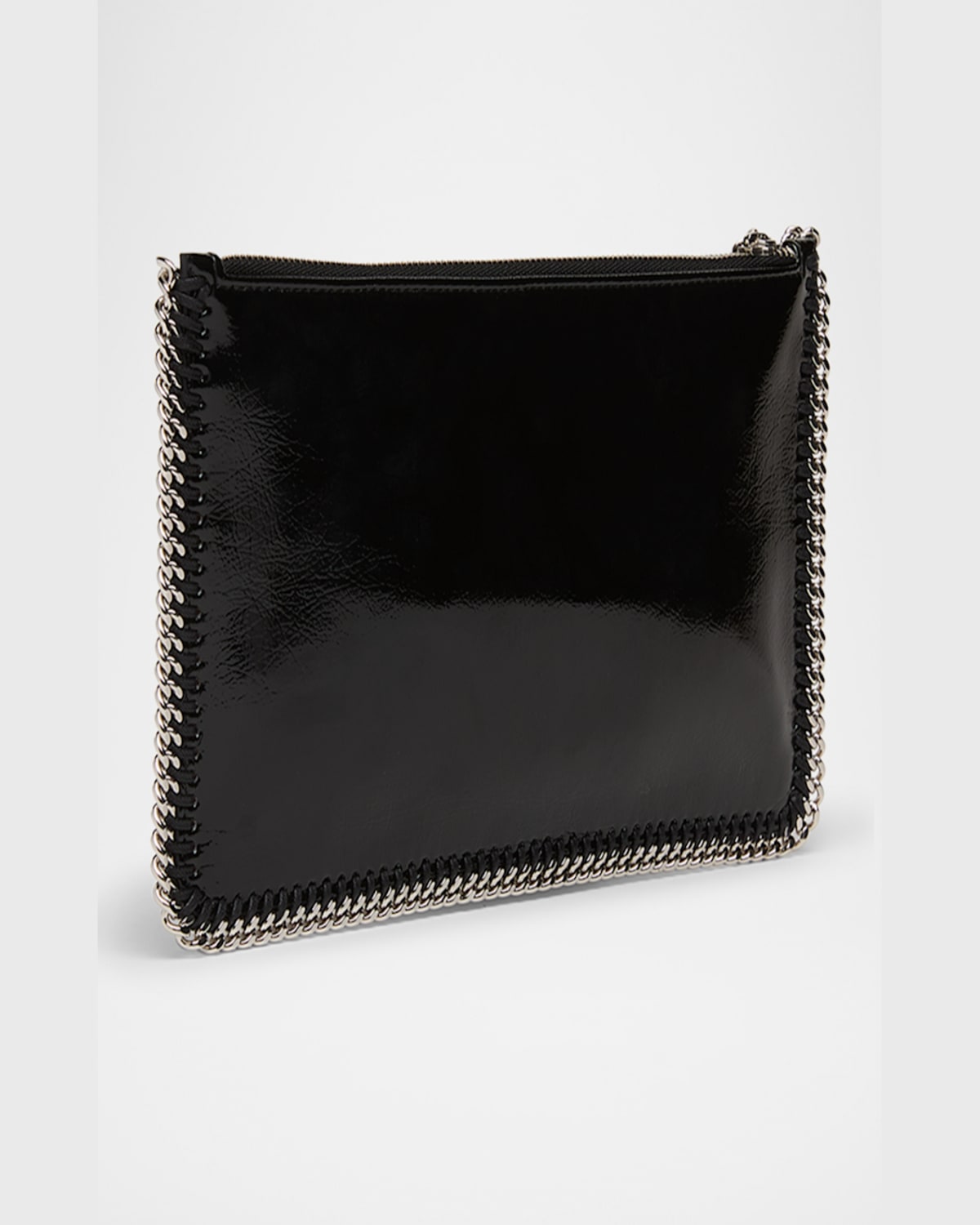 Stella Mccartney Falabella Crinkled Patent Alter Matt Pochette Shoulder Bag In Black