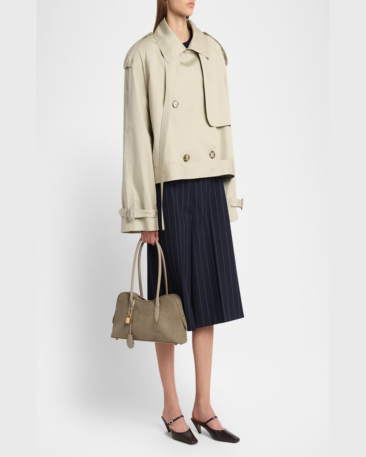 Stella Mccartney Zip Vegan Suede Shoulder Bag In Khaki