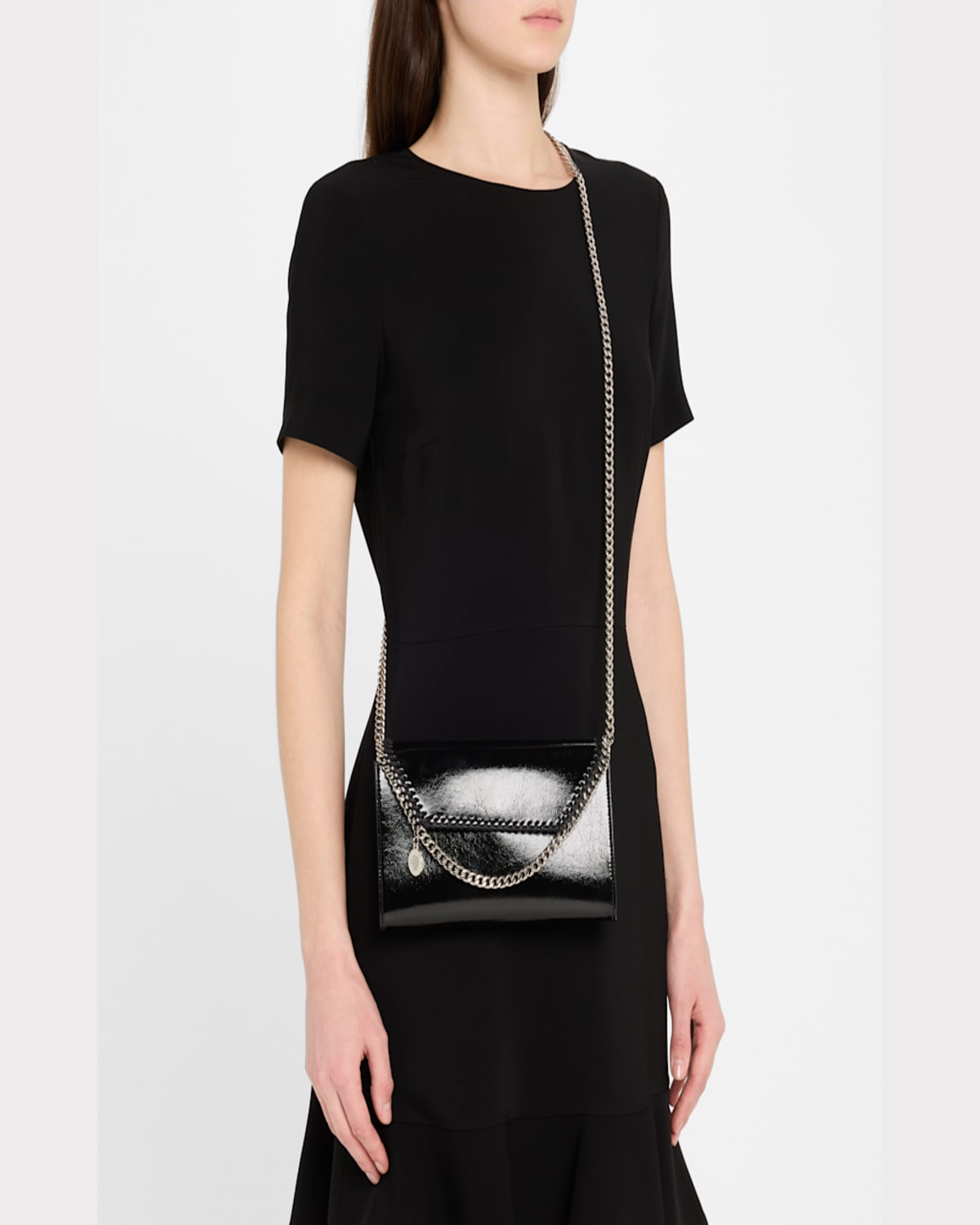 Stella Mccartney Falabella Vegan Leather Wallet On Chain In Black