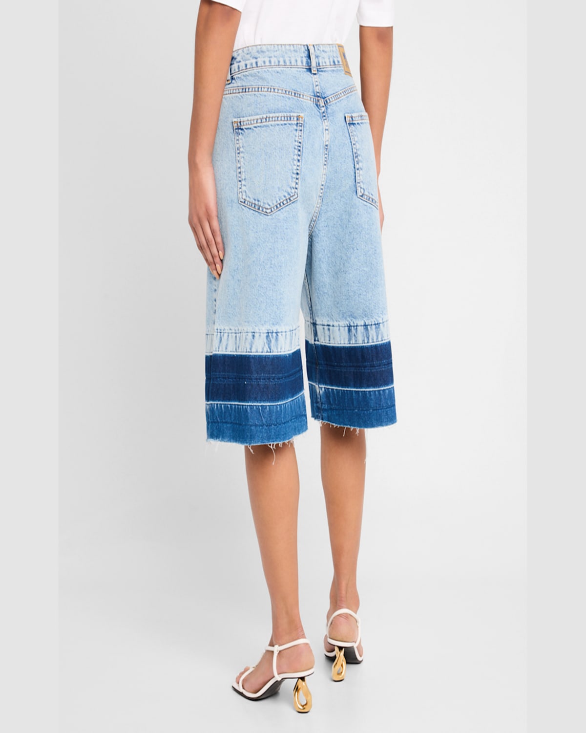 Moschino Jeans Denim Culotte Pants In Multi Light Blue