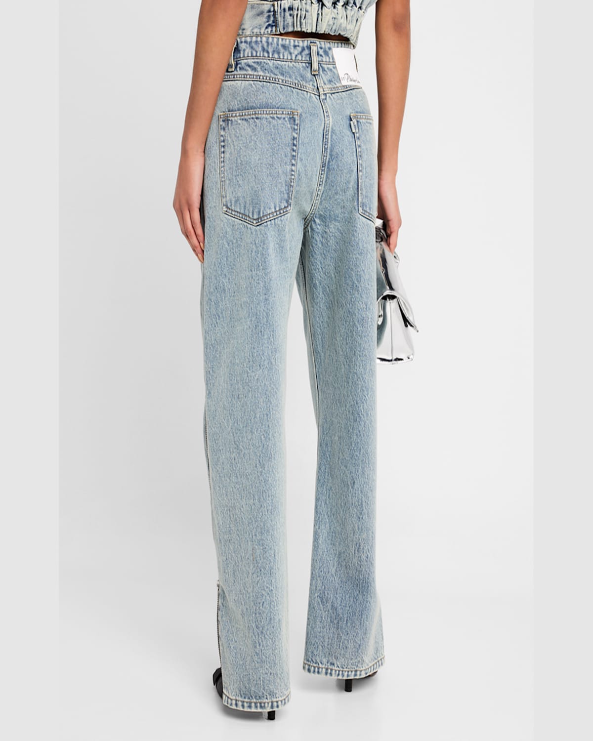 Shop 3.1 Phillip Lim Curved Side-zip Jeans In Washed Indigo