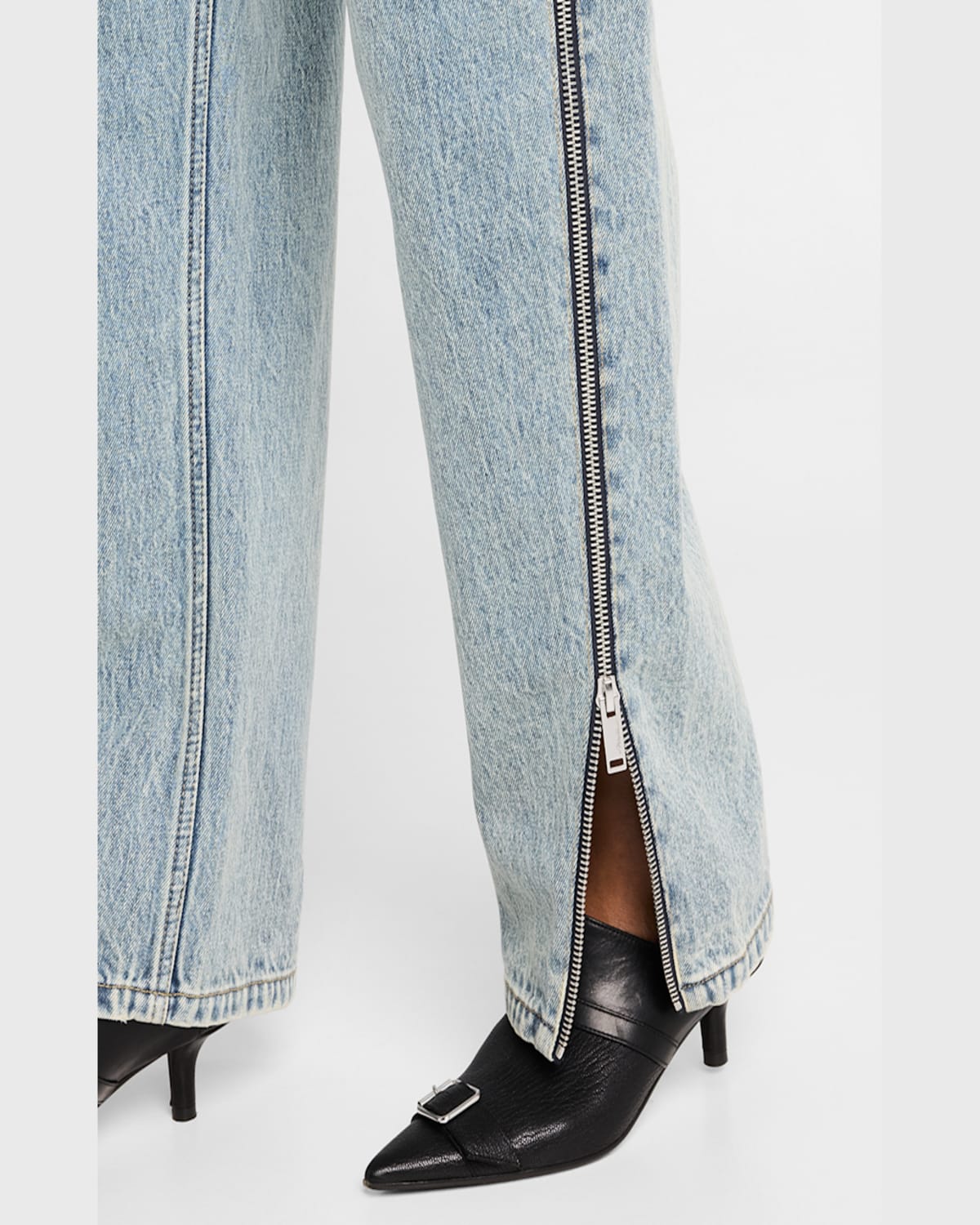 Shop 3.1 Phillip Lim Curved Side-zip Jeans In Washed Indigo