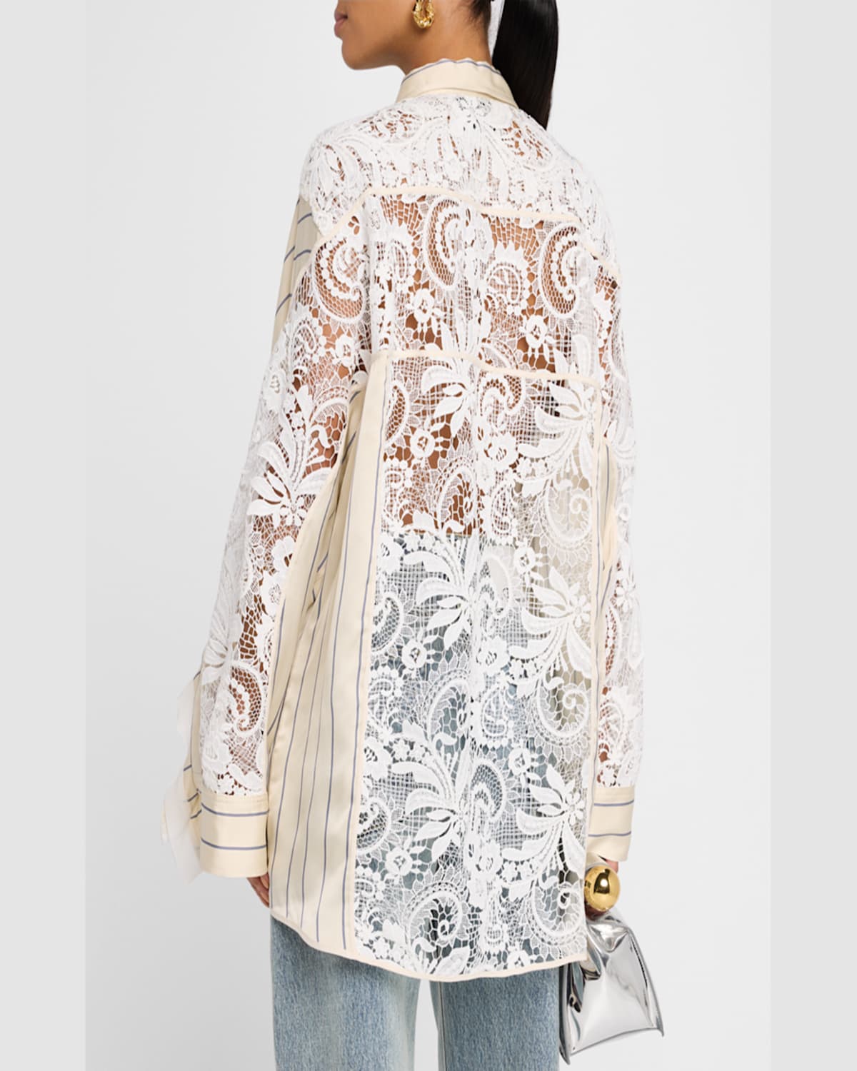 3.1 Phillip Lim Stripe Satin Draped-sleeve Shirt In Sand Multi
