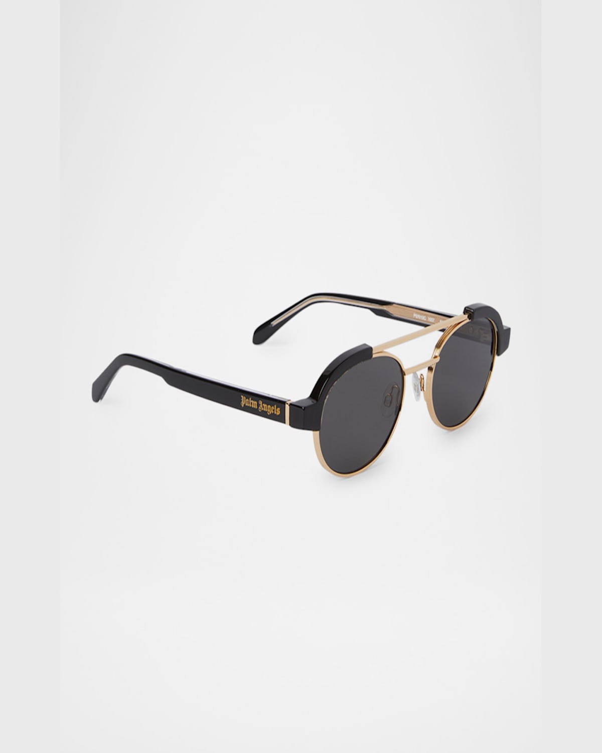 Palm Angels Men's Artesia Acetate And Metal Oval Sunglasses In 11007black Gold Dark Grey