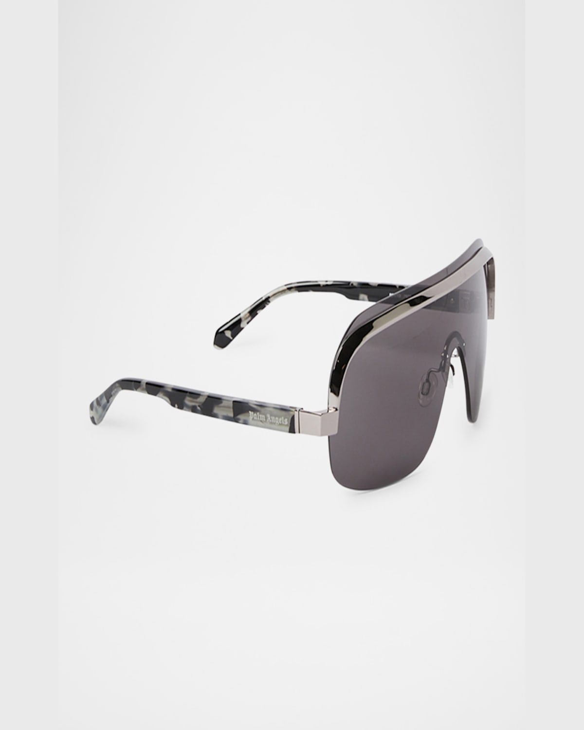 Palm Angels Men's King Acetate And Metal Shield Sunglasses In 17607black Gun Dark Grey