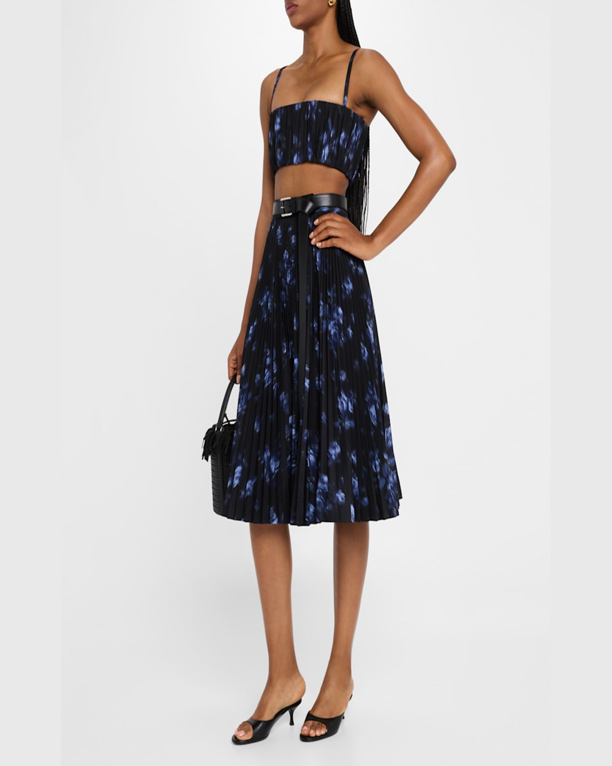 Michael Kors Collection Gathered Bra Top In Rivierabl