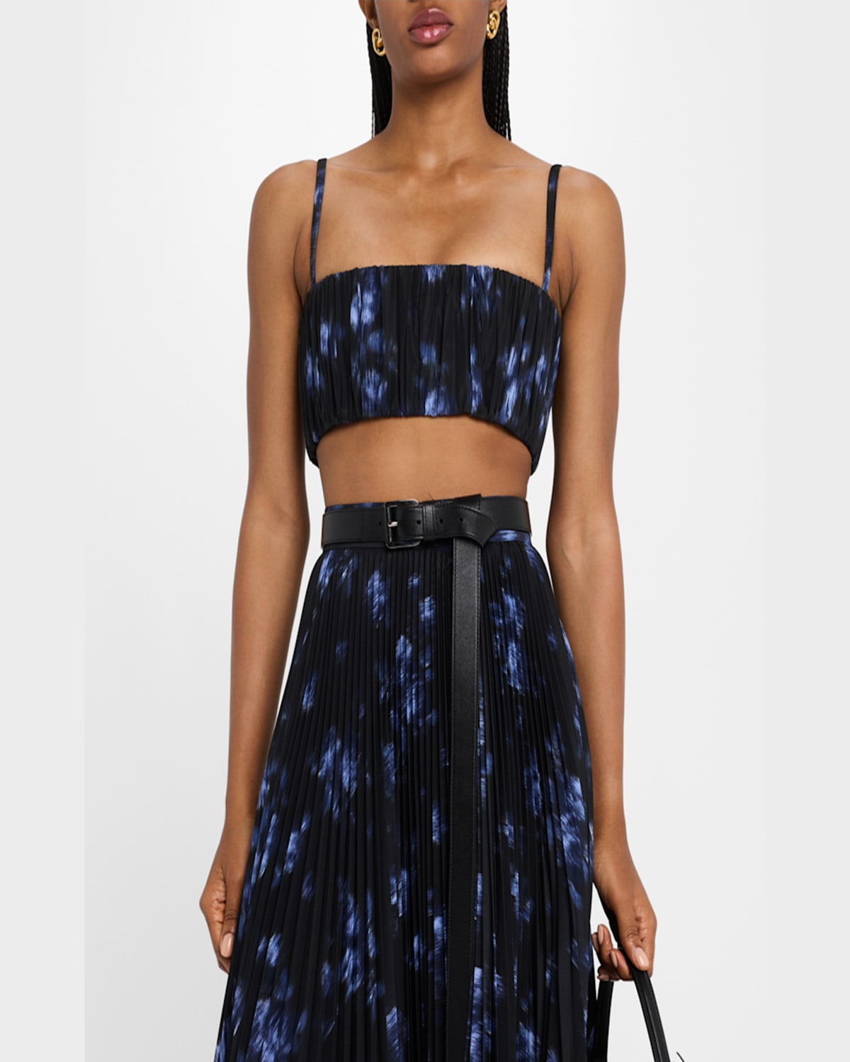 Michael Kors Collection Gathered Bra Top In Rivierabl