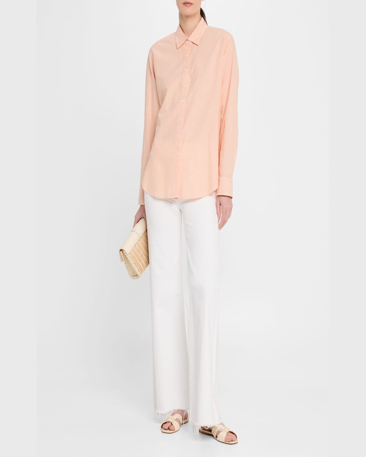 Shop Xirena Beau Striped Button-down Cotton Shirt In Tangerine