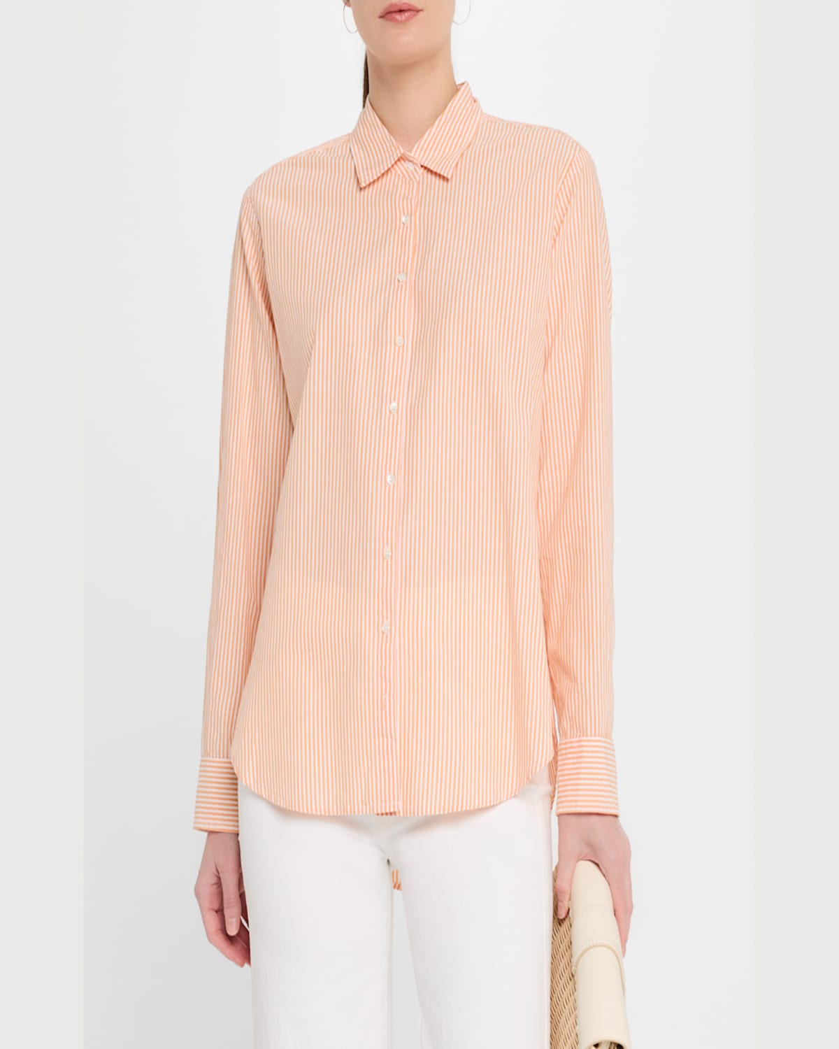 Shop Xirena Beau Striped Button-down Cotton Shirt In Tangerine