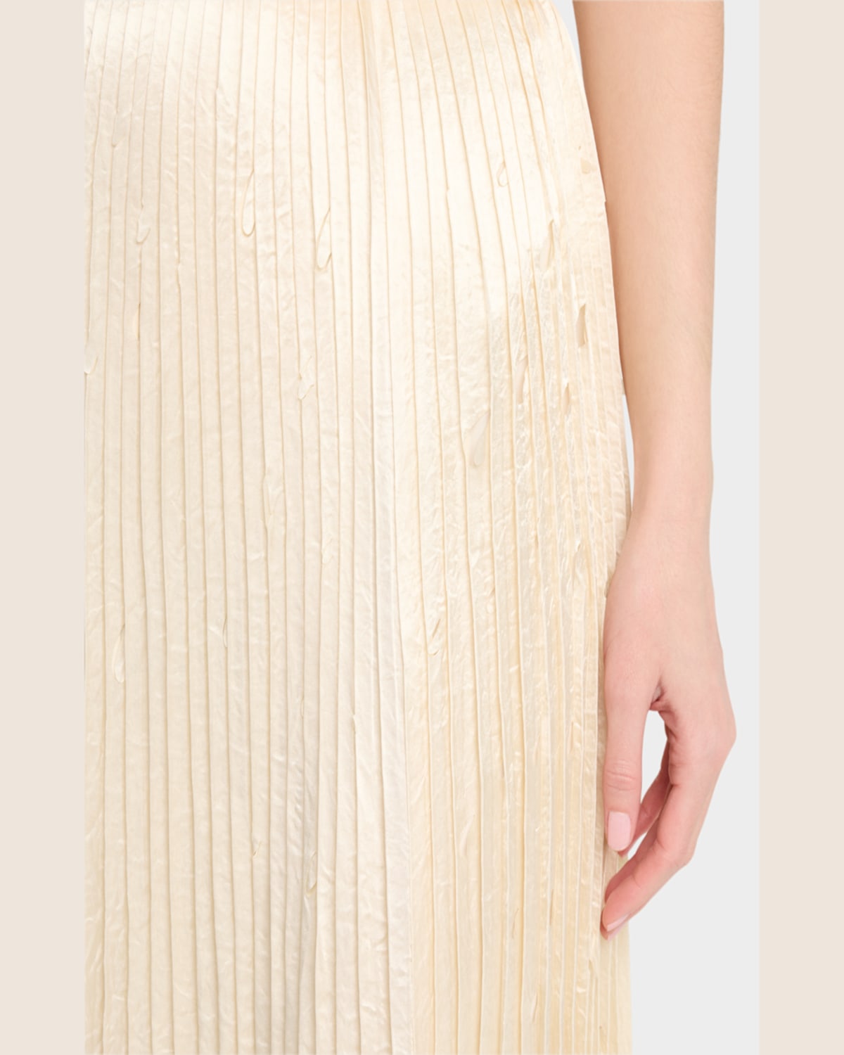 Jason Wu Collection Crinkled Satin Pleated Skirt With Laser Cut Holes Crinkled Acetate In Ivory