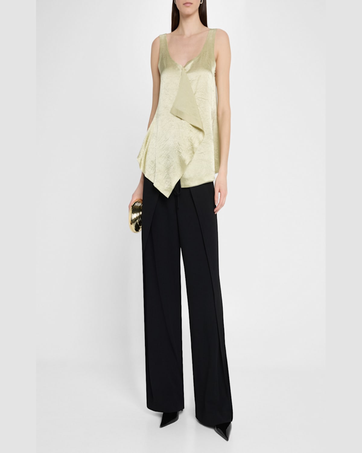Jason Wu Collection Straight Pant With Side Overlap Soft Crepe In Black