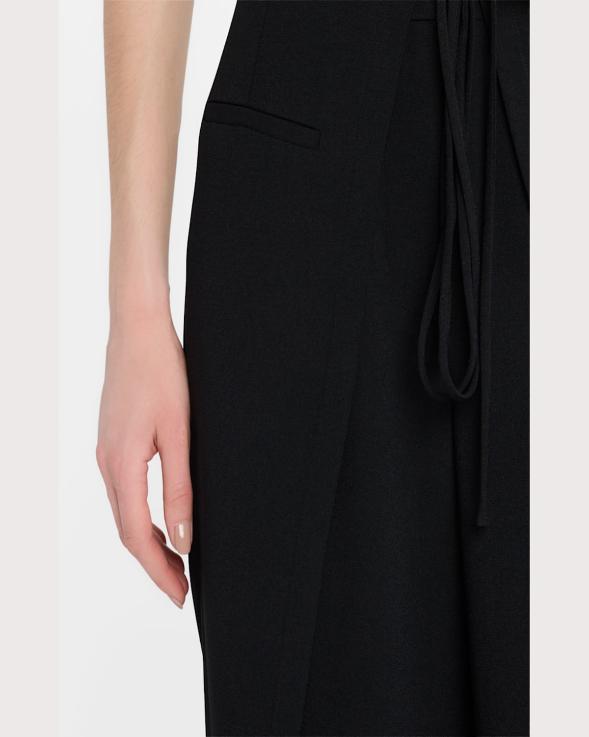 Jason Wu Collection Straight Pant With Side Overlap Soft Crepe In Black