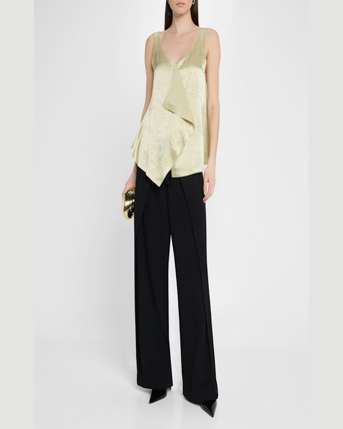 Jason Wu Collection Tank Top With Front Extension Overlap In Pistachio