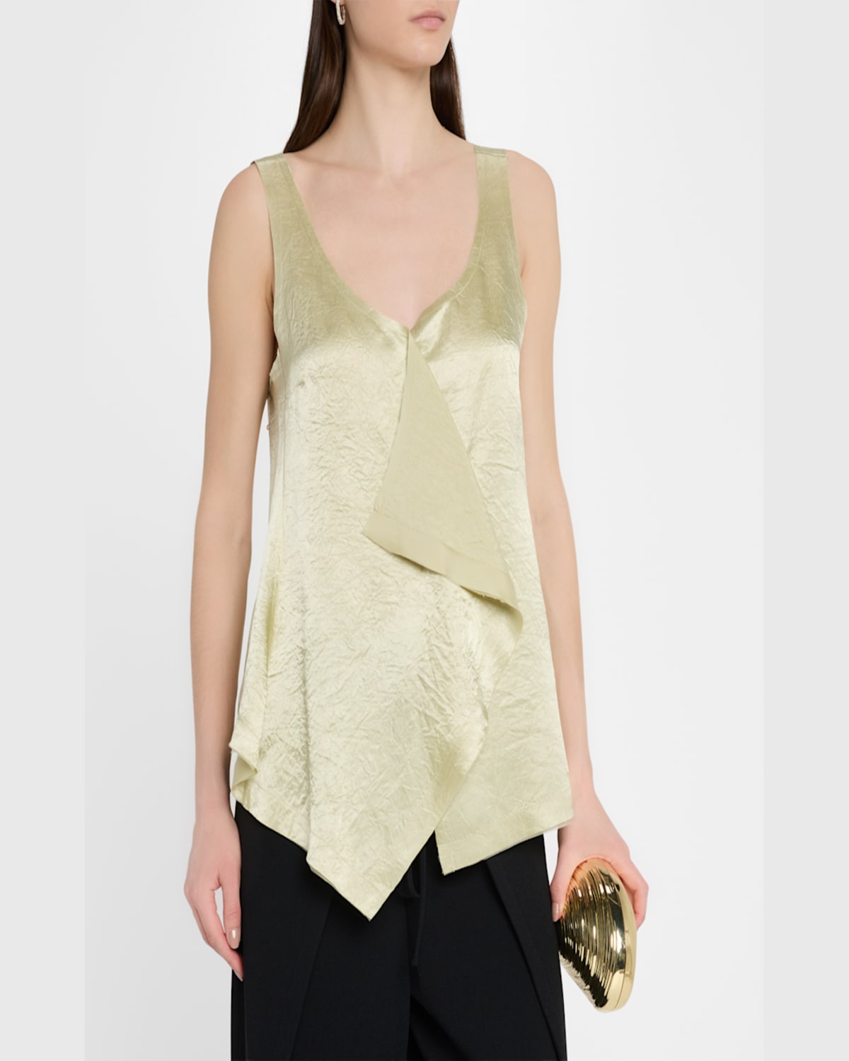 Jason Wu Collection Tank Top With Front Extension Overlap In Pistachio