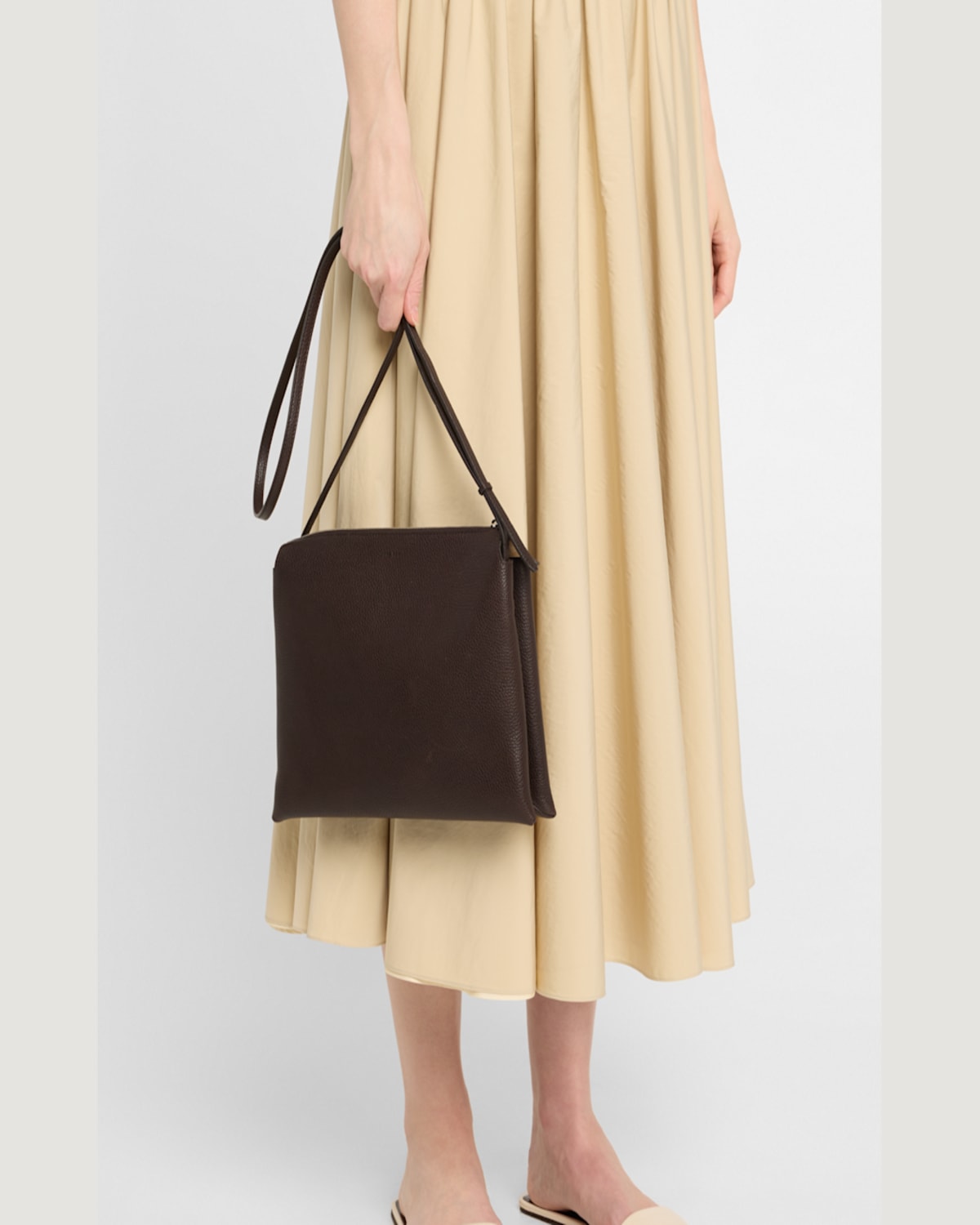 Shop The Row Nu Twin Crossbody Bag In Saddle Grain Leather In Brunette