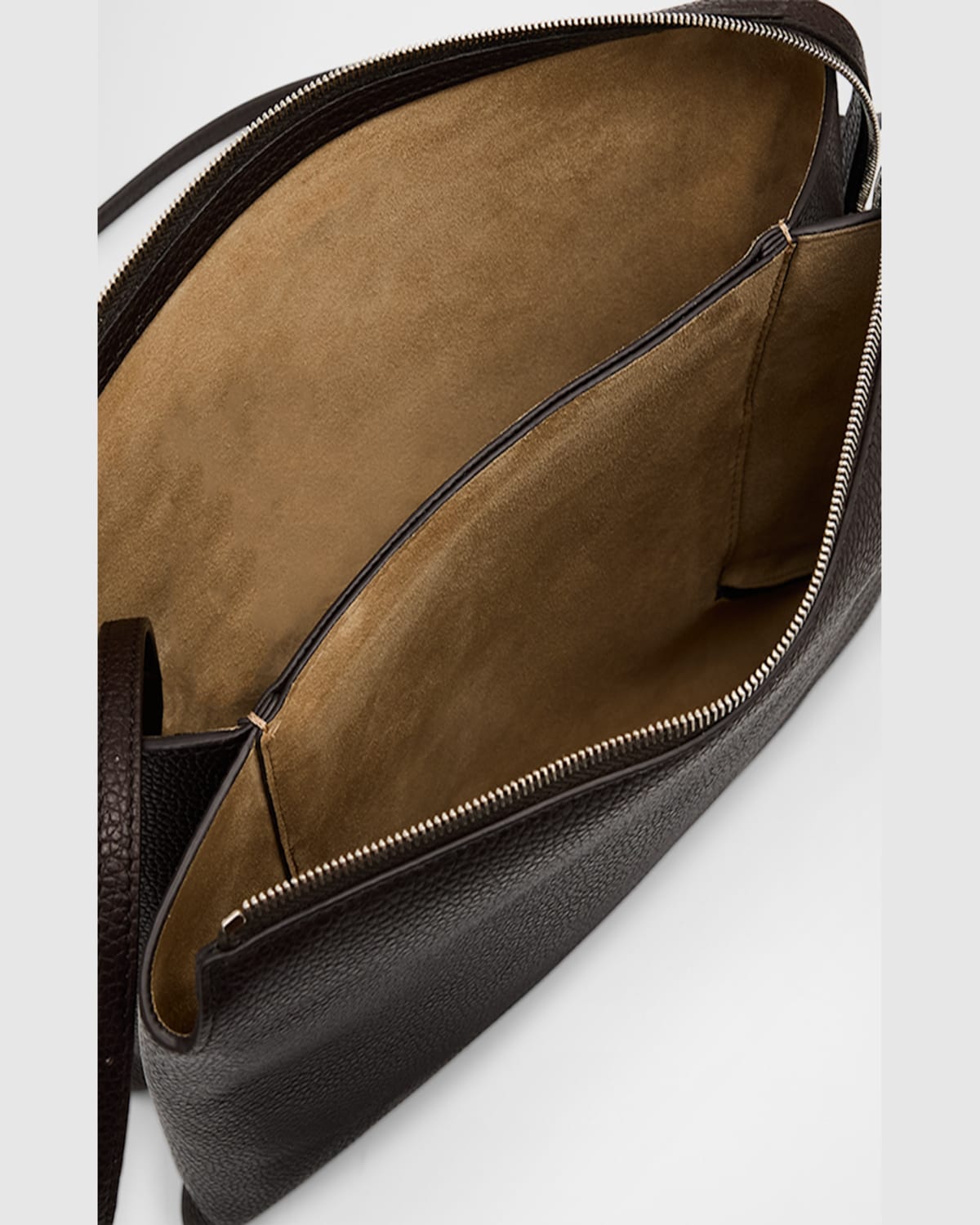 Shop The Row Nu Twin Crossbody Bag In Saddle Grain Leather In Brunette