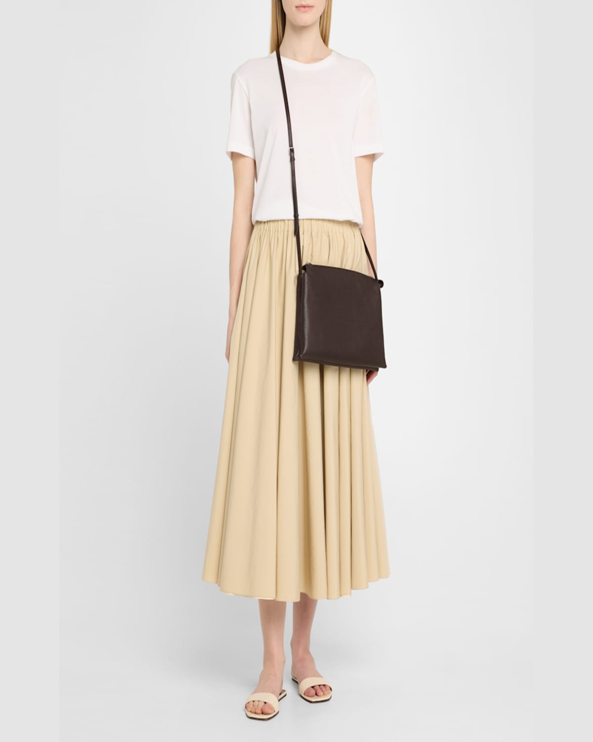 Shop The Row Nu Twin Crossbody Bag In Saddle Grain Leather In Brunette