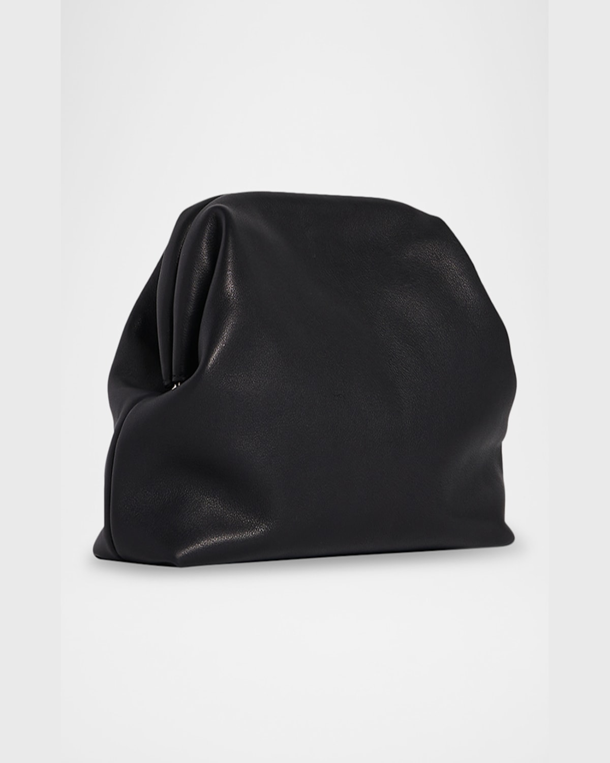 The Row Mira Clutch Bag In Saddle Leather In Black