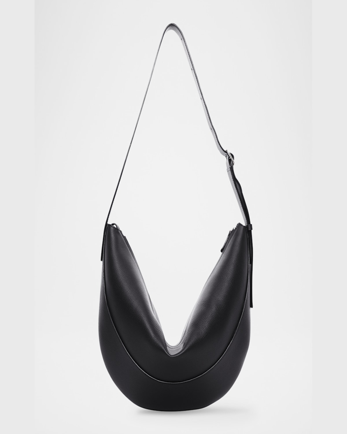 The Row Jouve Crescent Leather Shoulder Bag In Black