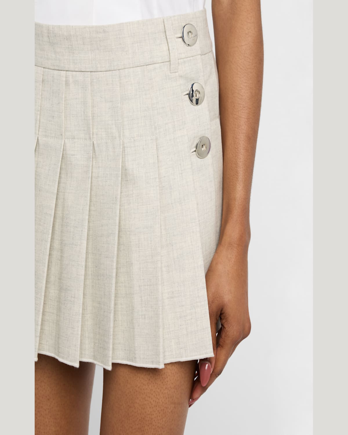 Shop Rabanne Pleated Button-down Mini Skirt In Mix Grey
