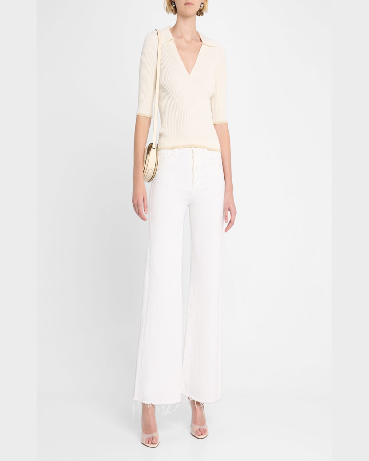 RAMY BROOK KELLY RIBBED SHORT-SLEEVE SWEATER 
