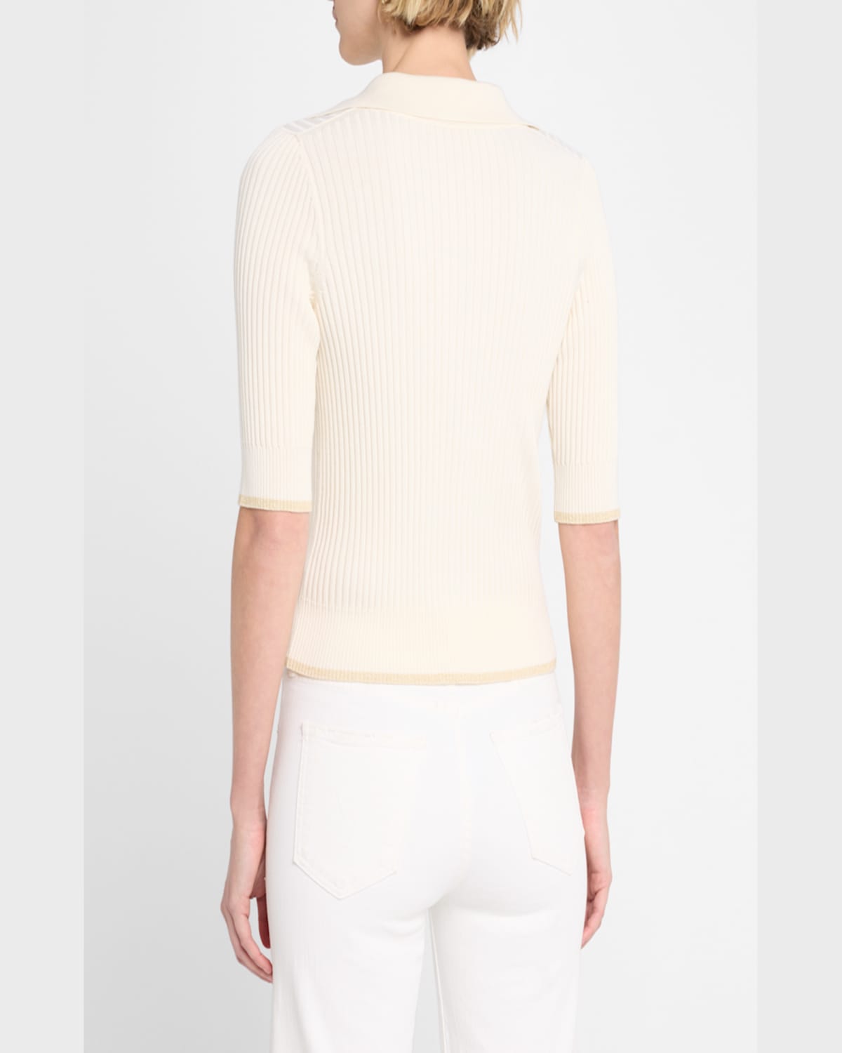 Shop Ramy Brook Kelly Ribbed Short-sleeve Sweater In Tropic Green