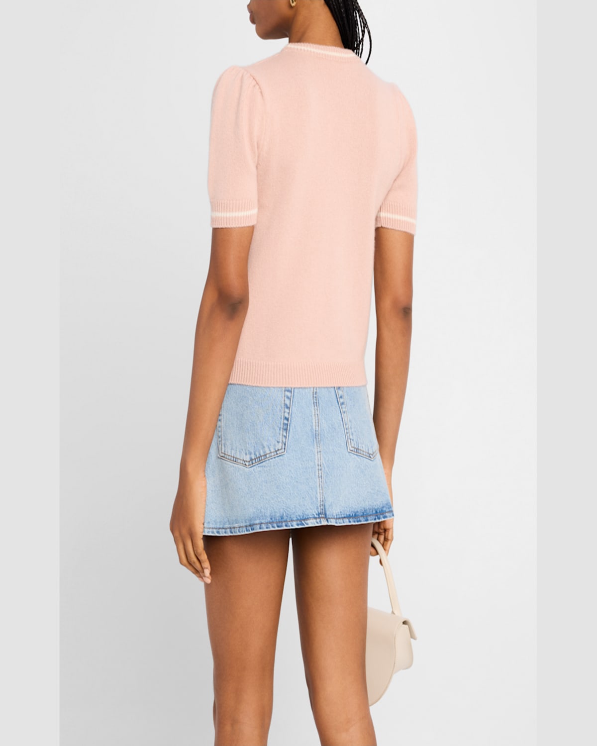 Frame The Cashmere Gathered Sweater In Light Pink Multi