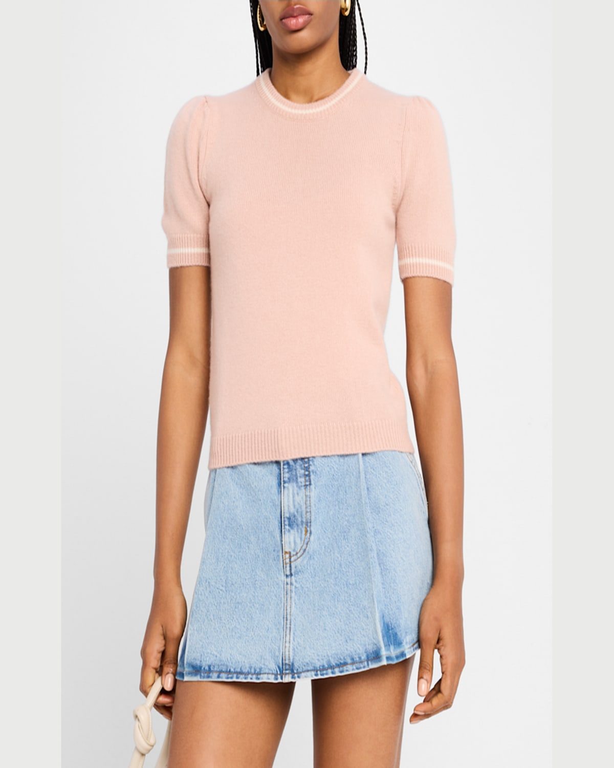 Frame The Cashmere Gathered Sweater In Light Pink Multi