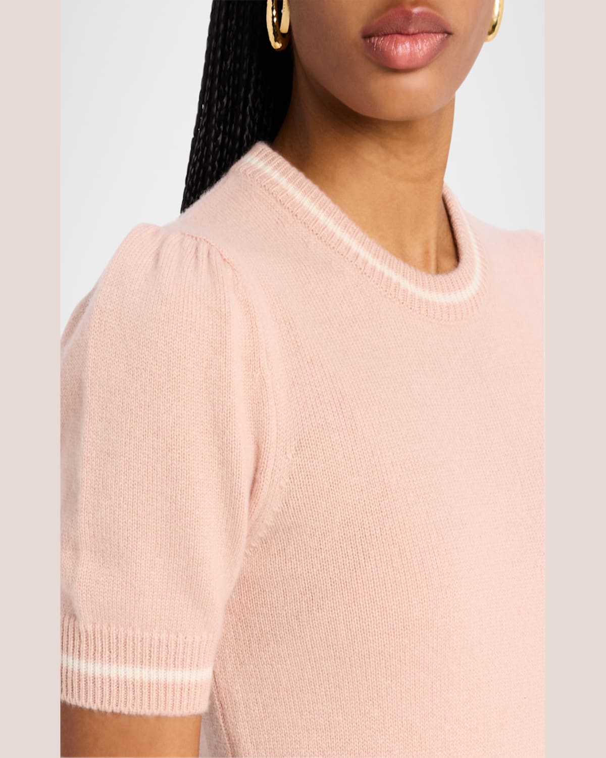 Frame The Cashmere Gathered Sweater In Light Pink Multi