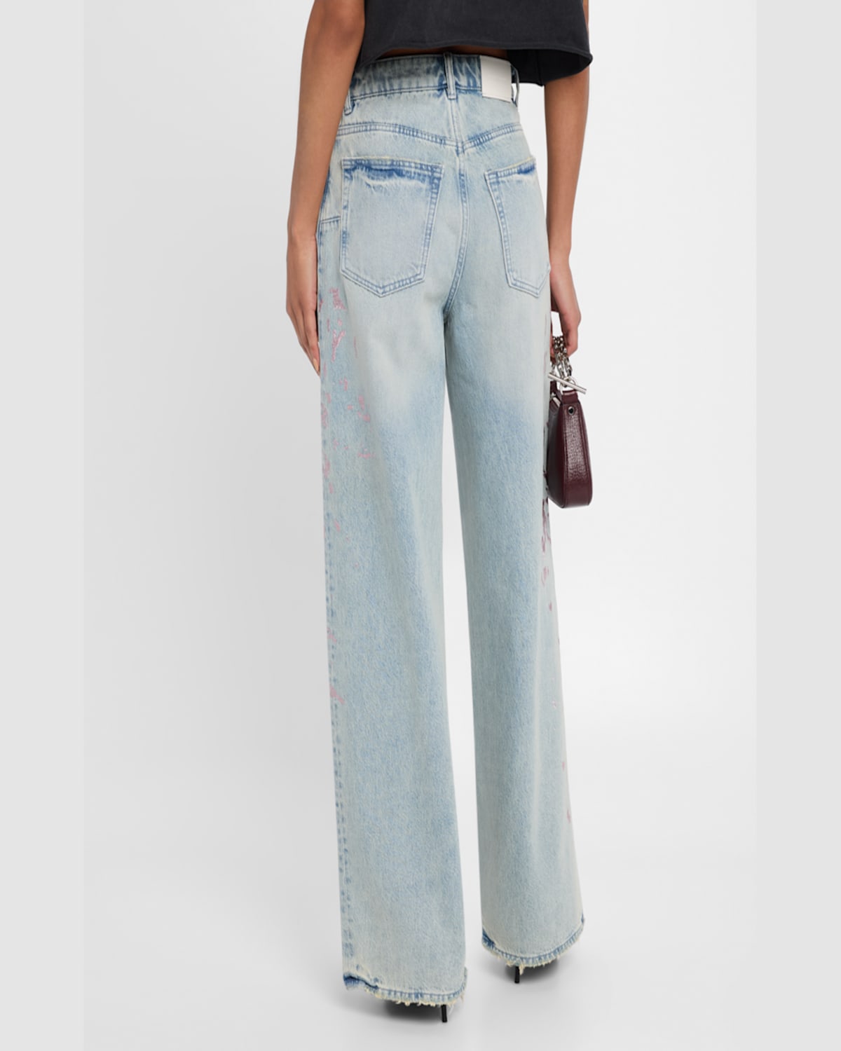 Purple Wide-leg Baggy Paint Jeans In Lt Indigo