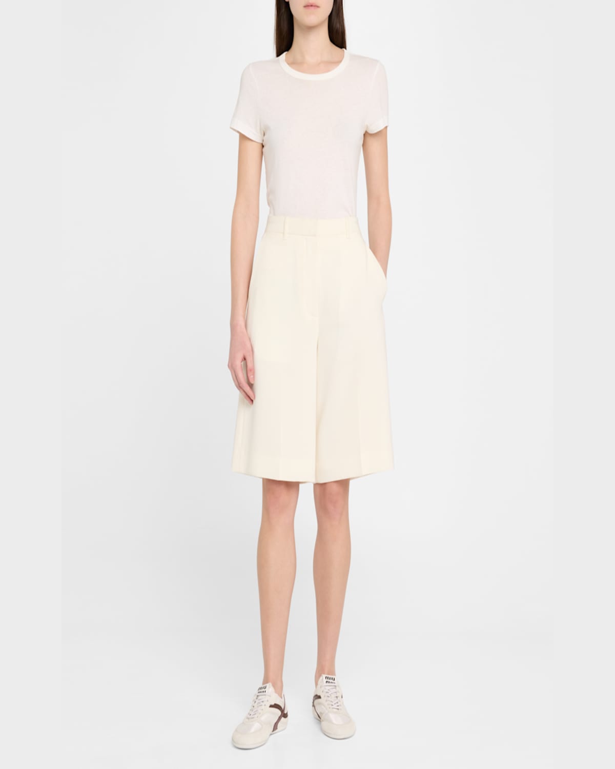 Miu Miu Colorblock Nylon Tech Runner Sneakers In Bianco Amaranto