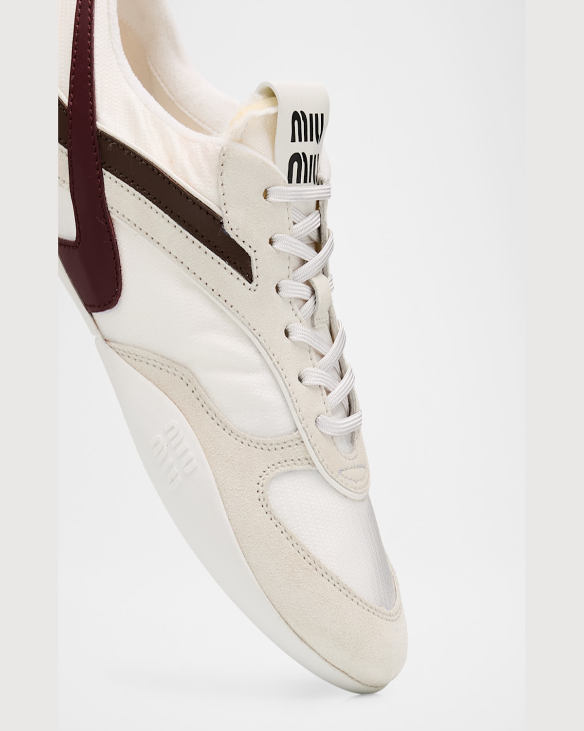 Miu Miu Colorblock Nylon Tech Runner Sneakers In Bianco Amaranto