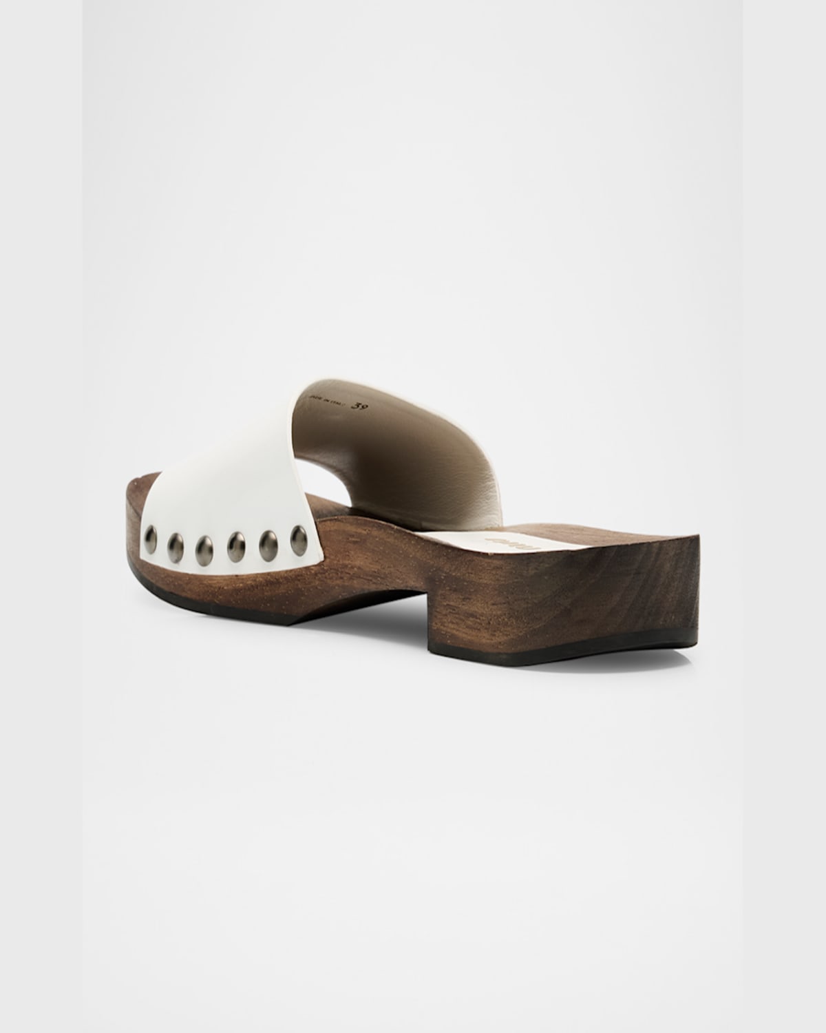 MIU MIU LEATHER LOGO SLIDE CLOGS 