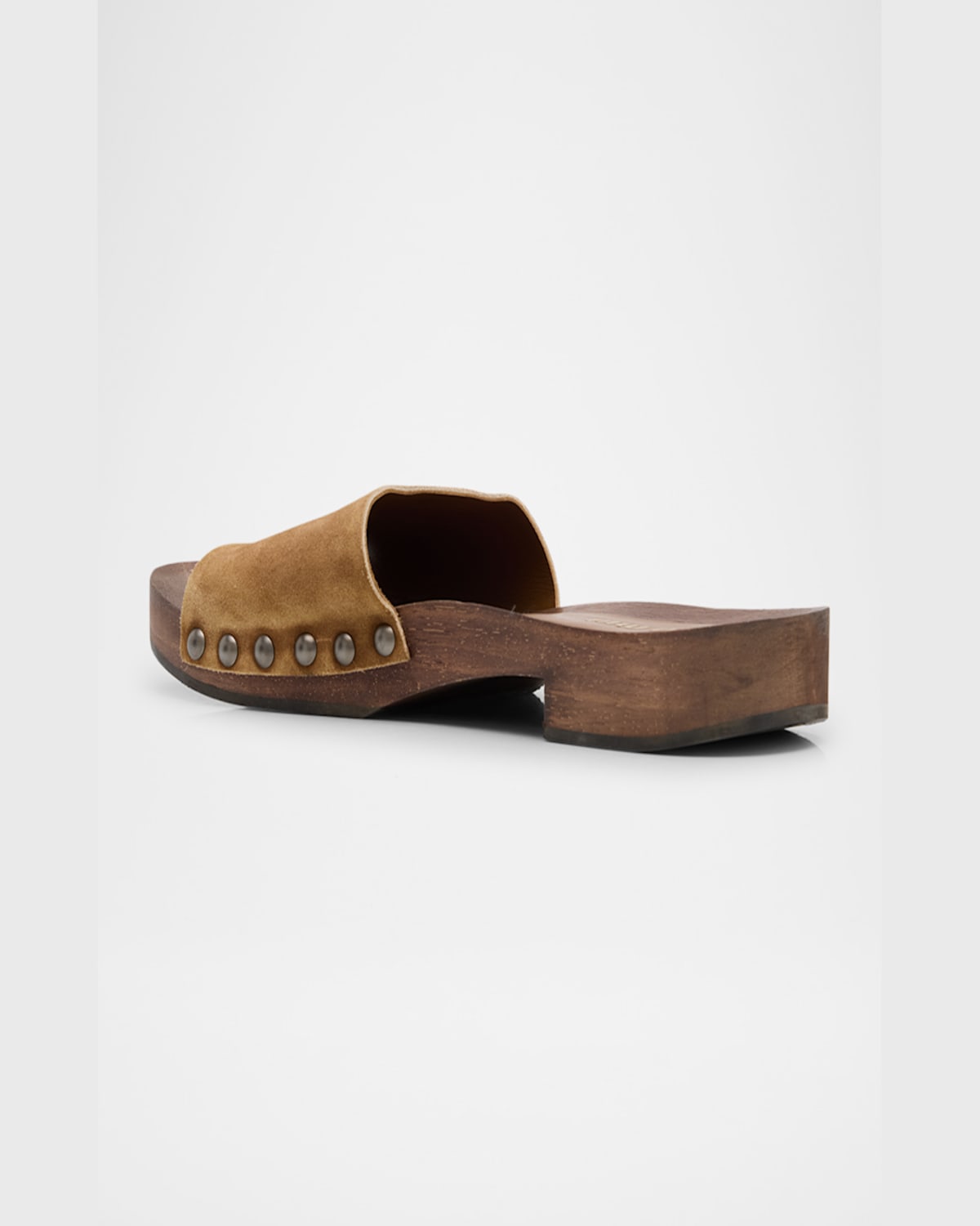 Miu Miu Distressed Suede Clogs Featuring Studded Detail In Cannella