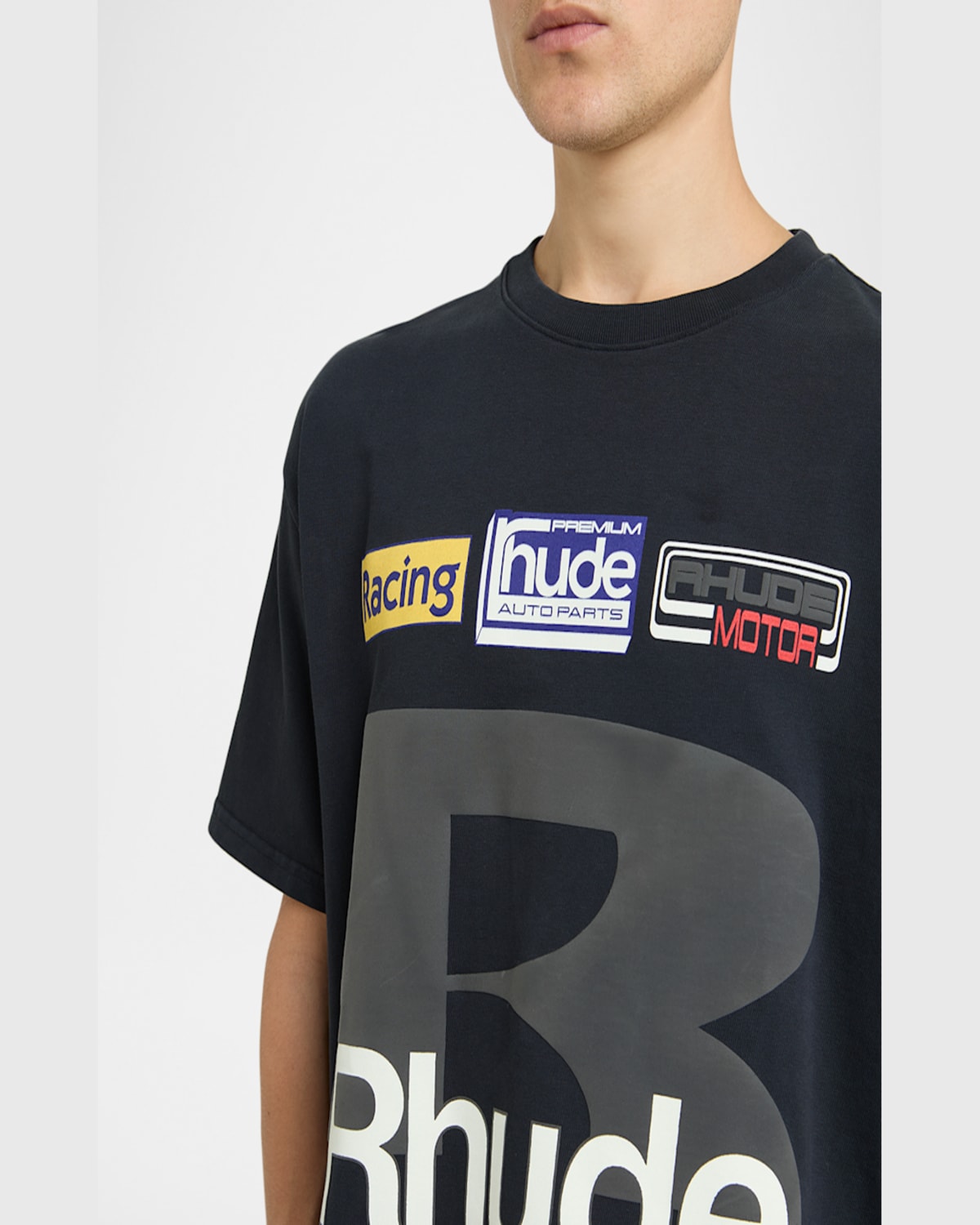 RHUDE MEN'S RACING PATCH-PRINT T-SHIRT 