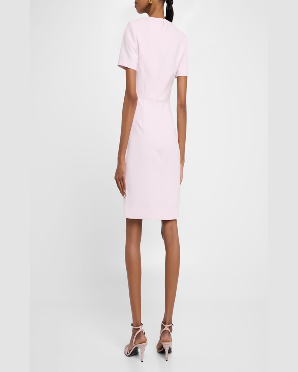 Roland Mouret Short-sleeve Crepe Midi Dress In Pink