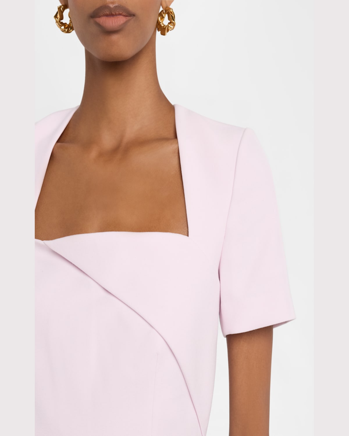 Roland Mouret Short-sleeve Crepe Midi Dress In Pink