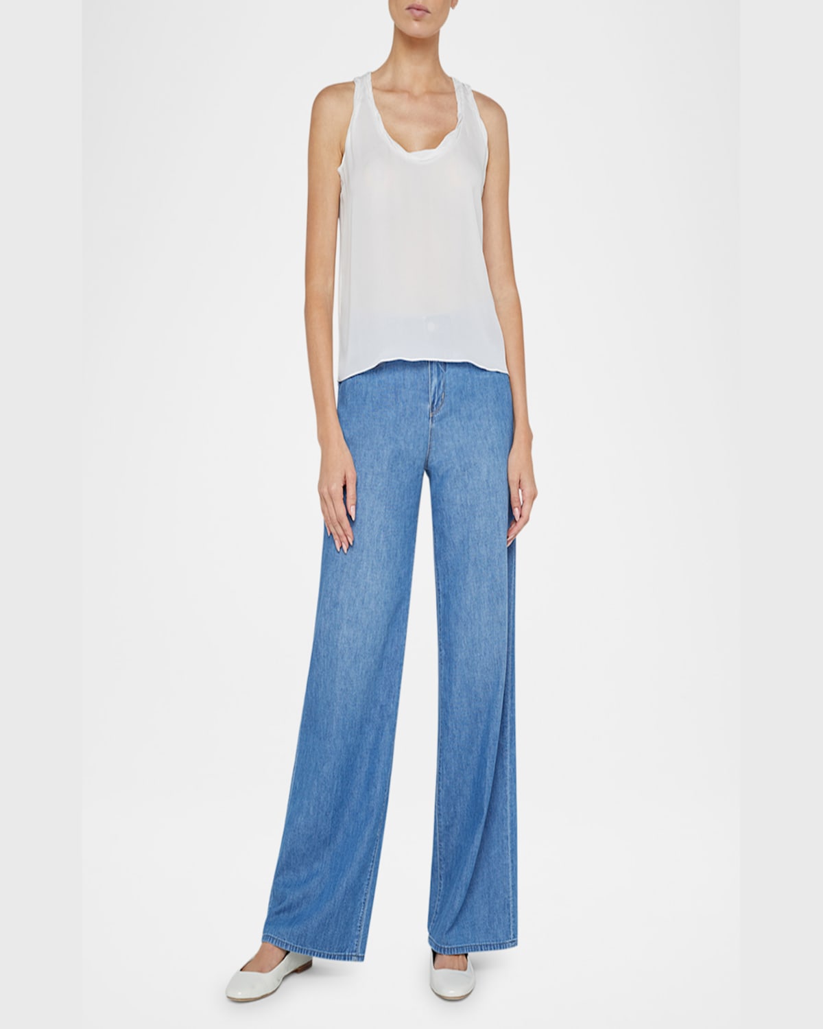 L Agence Trixi Twisted Band Tank Top In White
