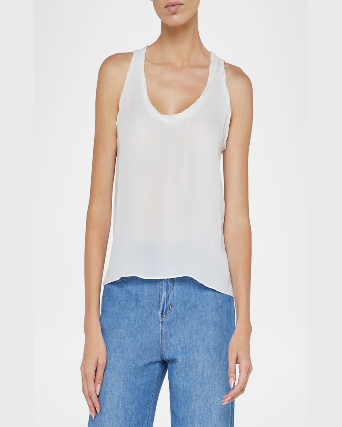 L Agence Trixi Twisted Band Tank Top In White