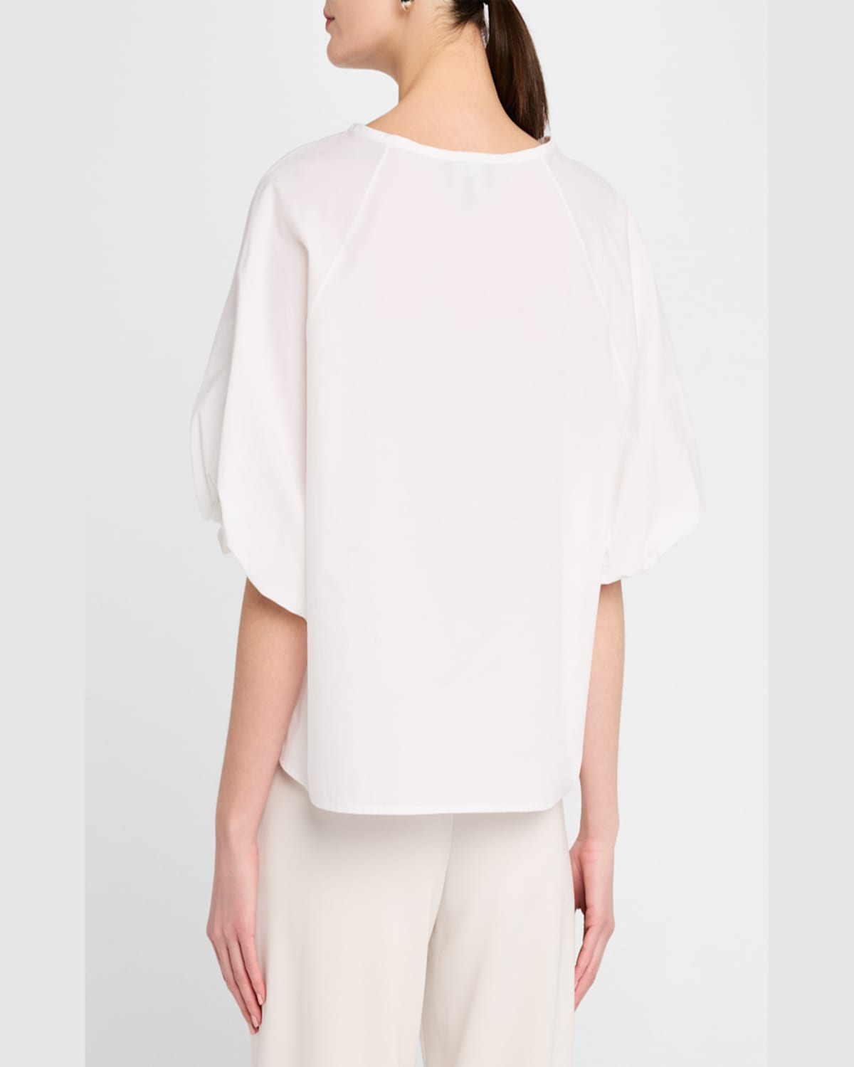 EMPORIO ARMANI PUFF-SLEEVE COTTON POPLIN BLOUSE 