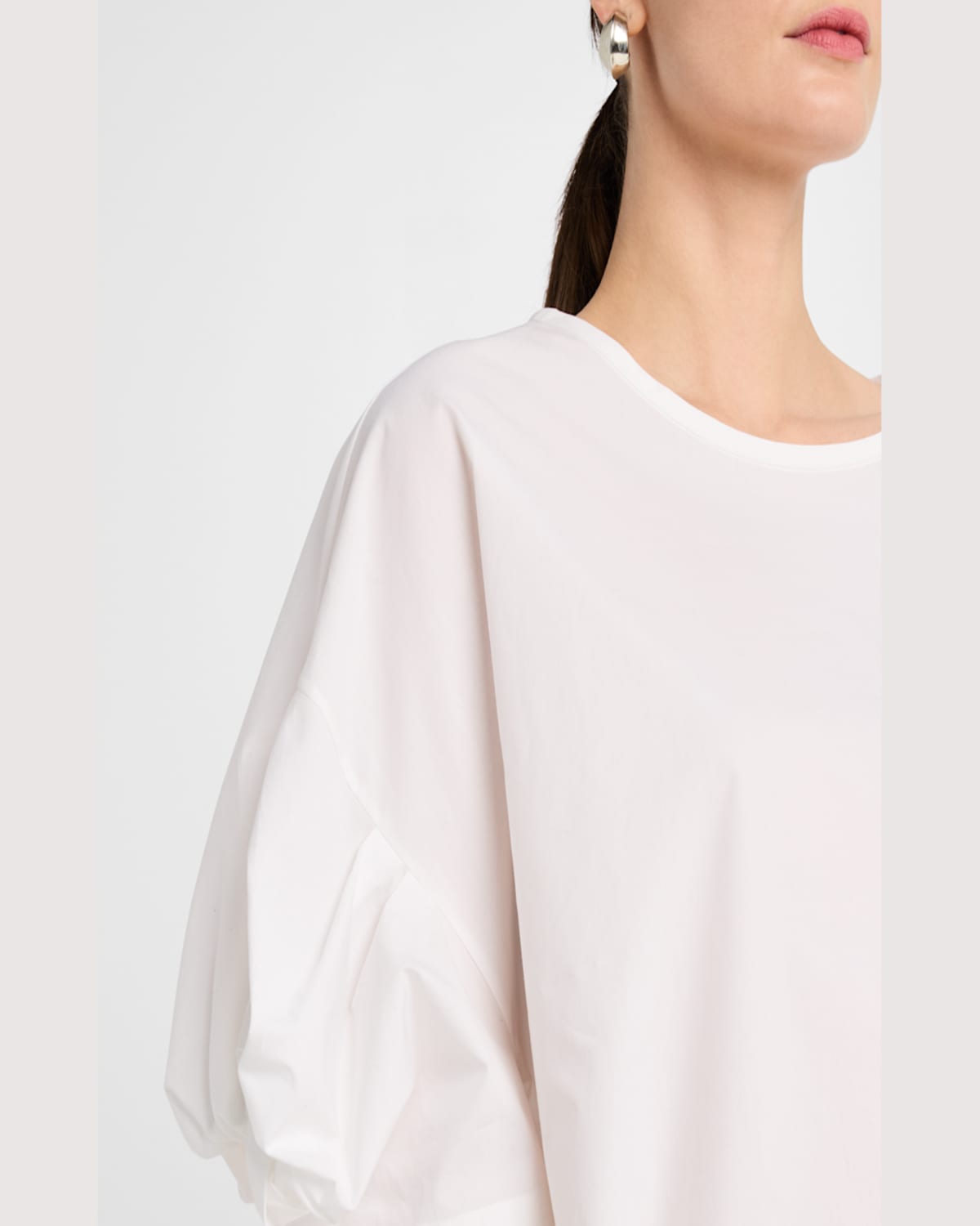 EMPORIO ARMANI PUFF-SLEEVE COTTON POPLIN BLOUSE 