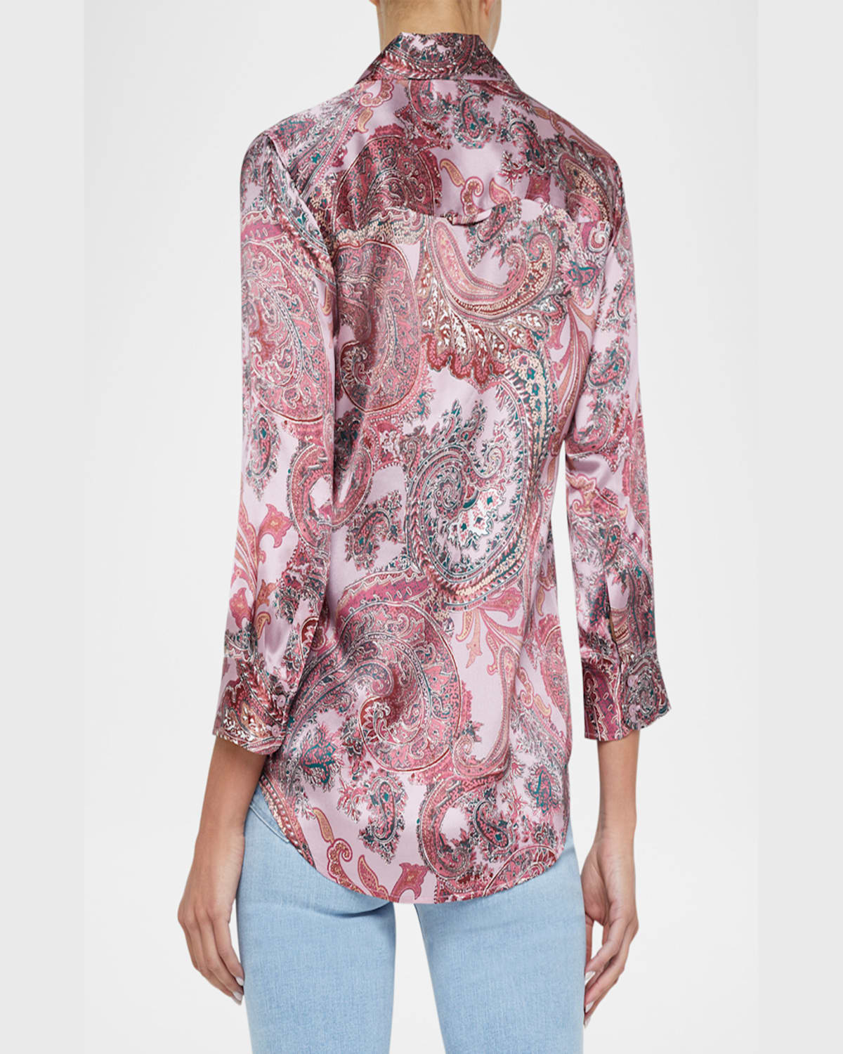 L Agence Dani Silk Button-front Blouse In Mauve Mlt French Psly