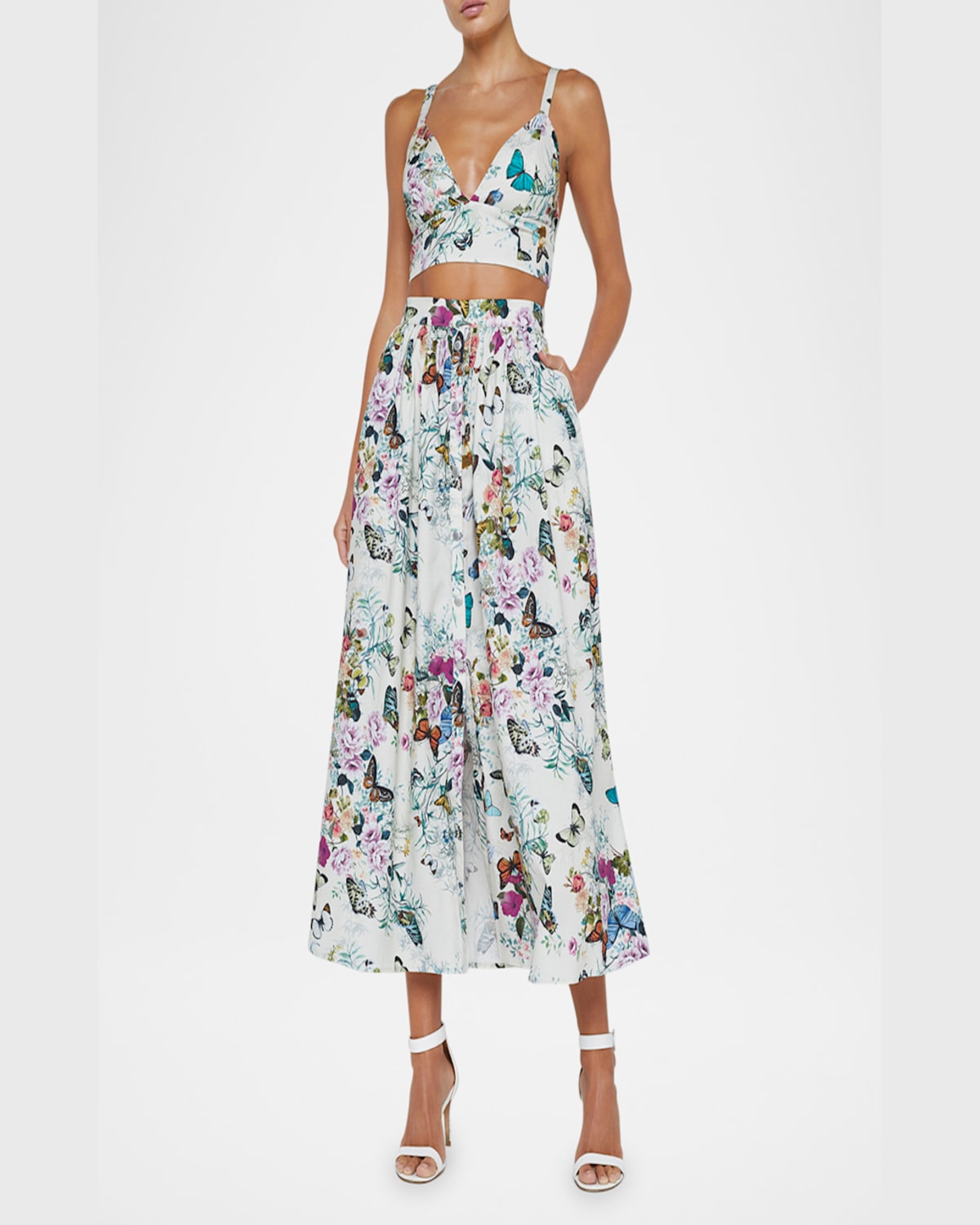 L Agence Seina Front Placket Midi Skirt In V Wh M Charonda Btrfly