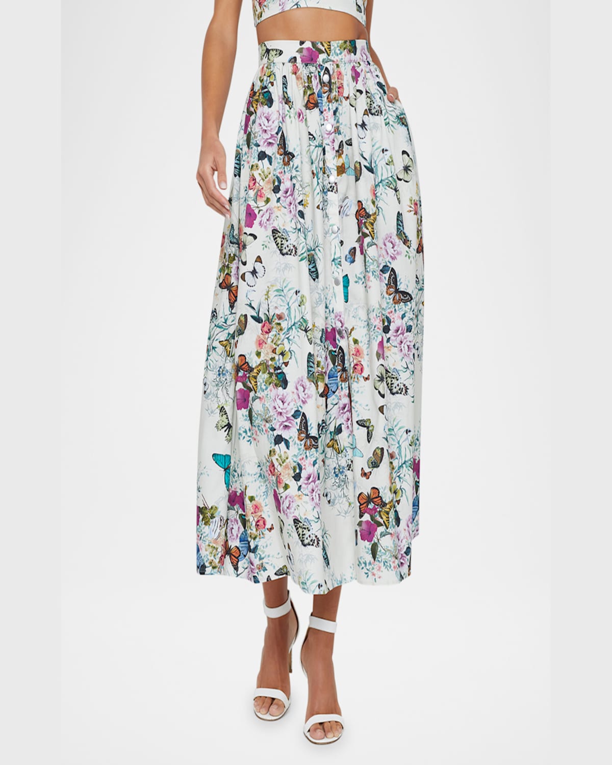 L Agence Seina Front Placket Midi Skirt In V Wh M Charonda Btrfly