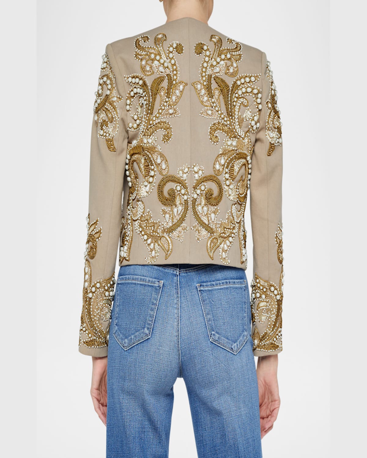 L Agence Remini Embroidered Jacket In Dark Cappuccino