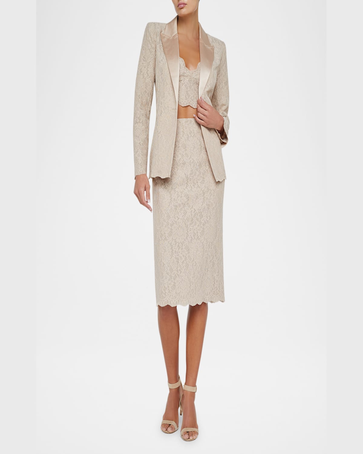 L Agence Clementine Lace Blazer In Doeskin