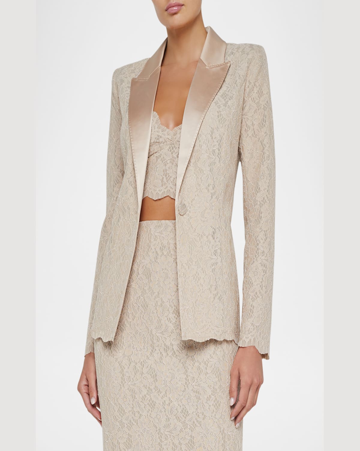 L Agence Clementine Lace Blazer In Doeskin